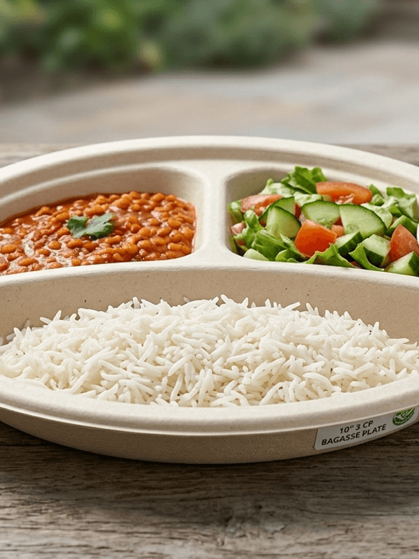 Bagasse 3-Compartment Plate — 10 Inch — photo 3